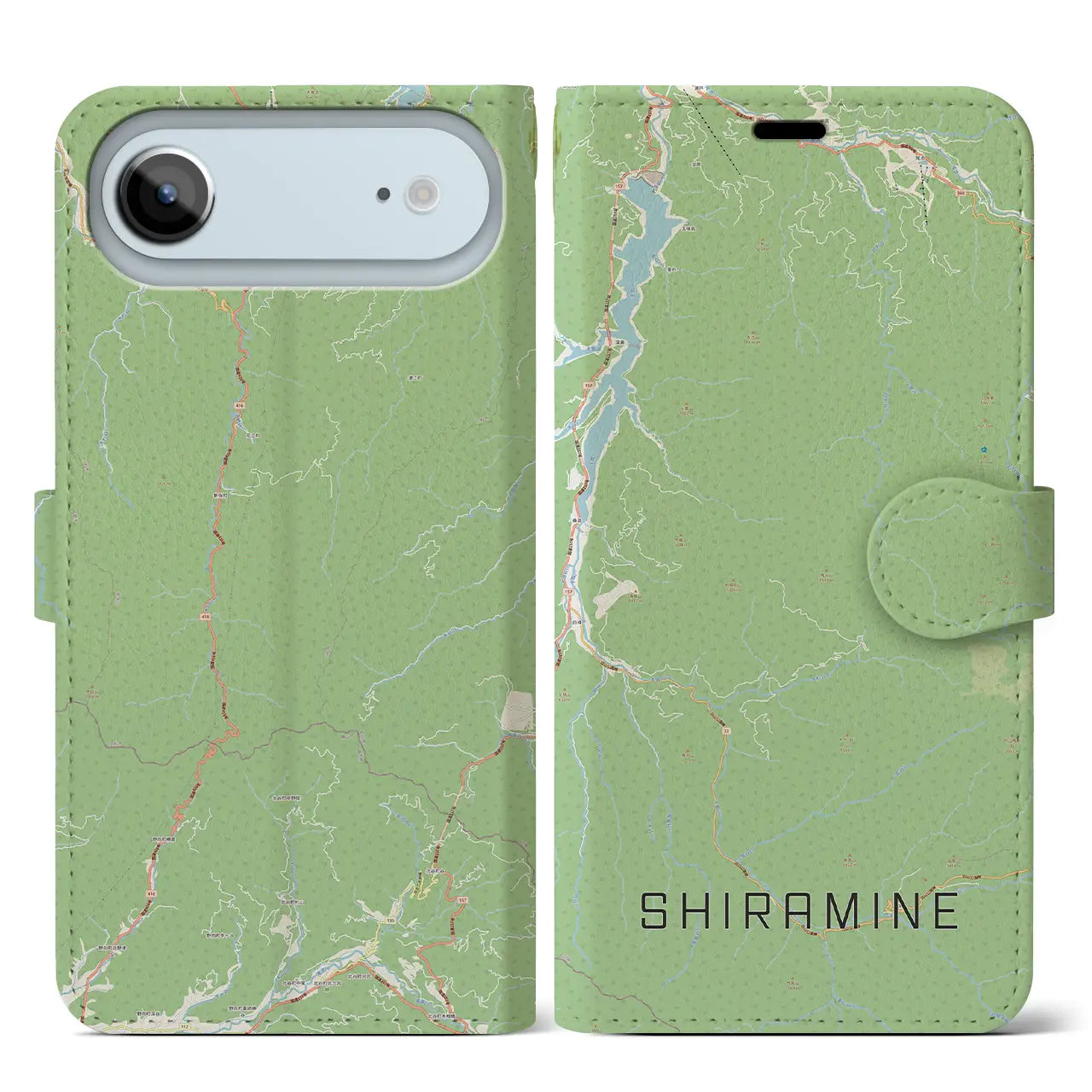 【白峰（石川県）】地図柄iPhoneケース（手帳タイプ）