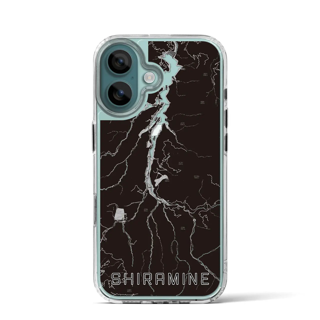 【白峰(石川県)】地図柄iPhoneケース(MagSafeタイプ)モノトーン・iPhone 16 Pro 用