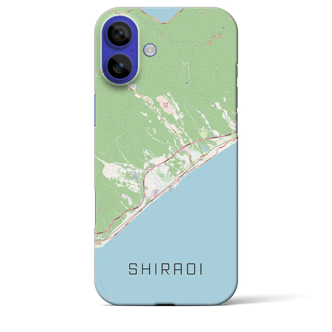 【白老（北海道）】地図柄iPhoneケース（バックカバータイプ）ナチュラル・iPhone 16 Pro Max 用