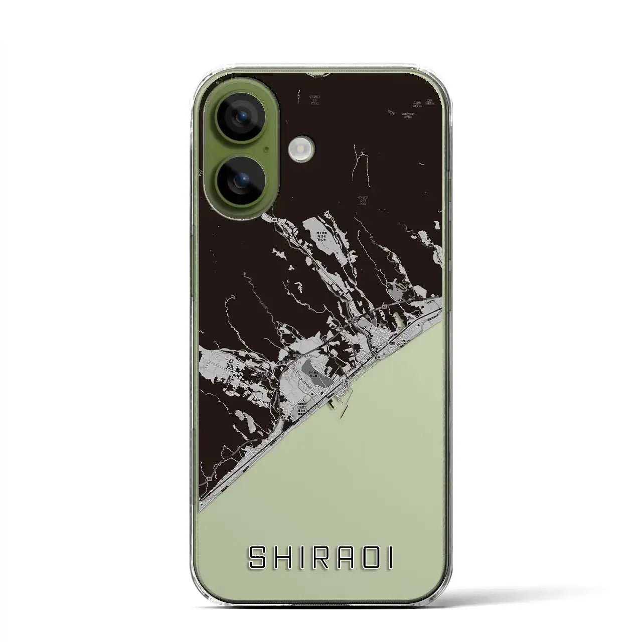【白老（北海道）】地図柄iPhoneケース（クリアタイプ）