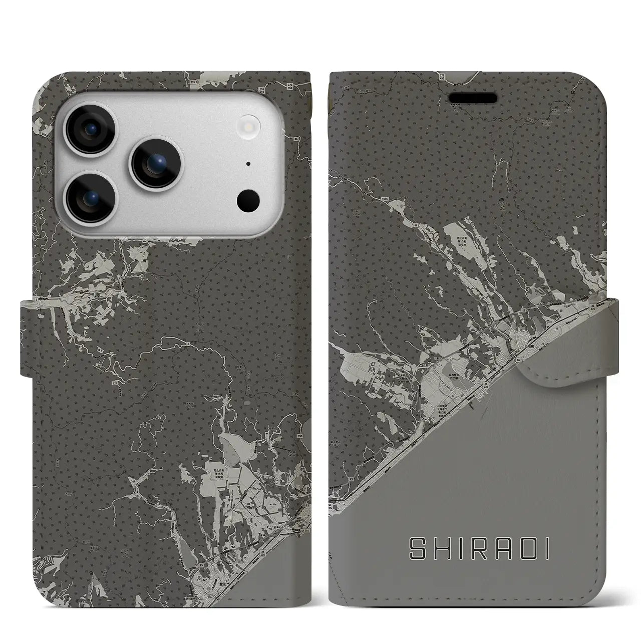 【白老（北海道）】地図柄iPhoneケース（手帳タイプ）