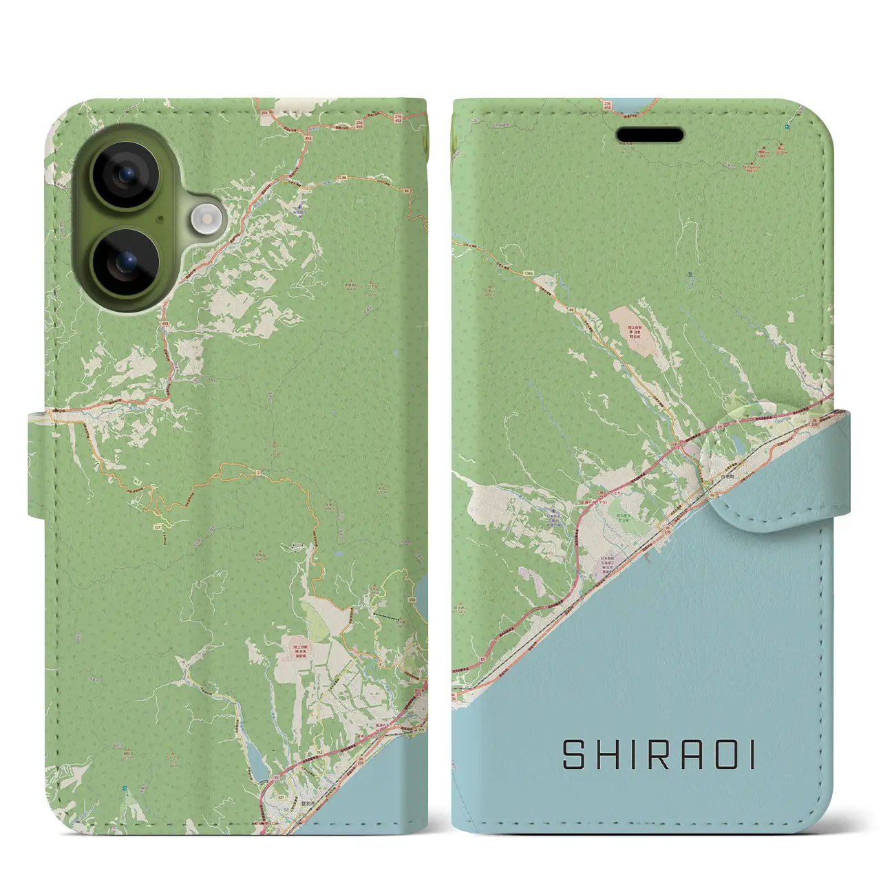 【白老（北海道）】地図柄iPhoneケース（手帳タイプ）