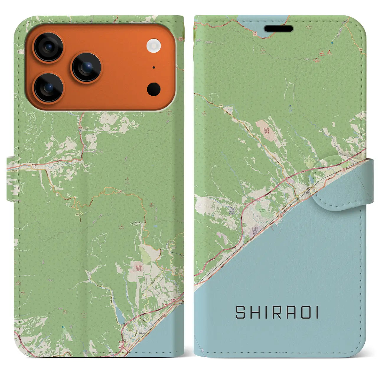 【白老（北海道）】地図柄iPhoneケース（手帳タイプ）