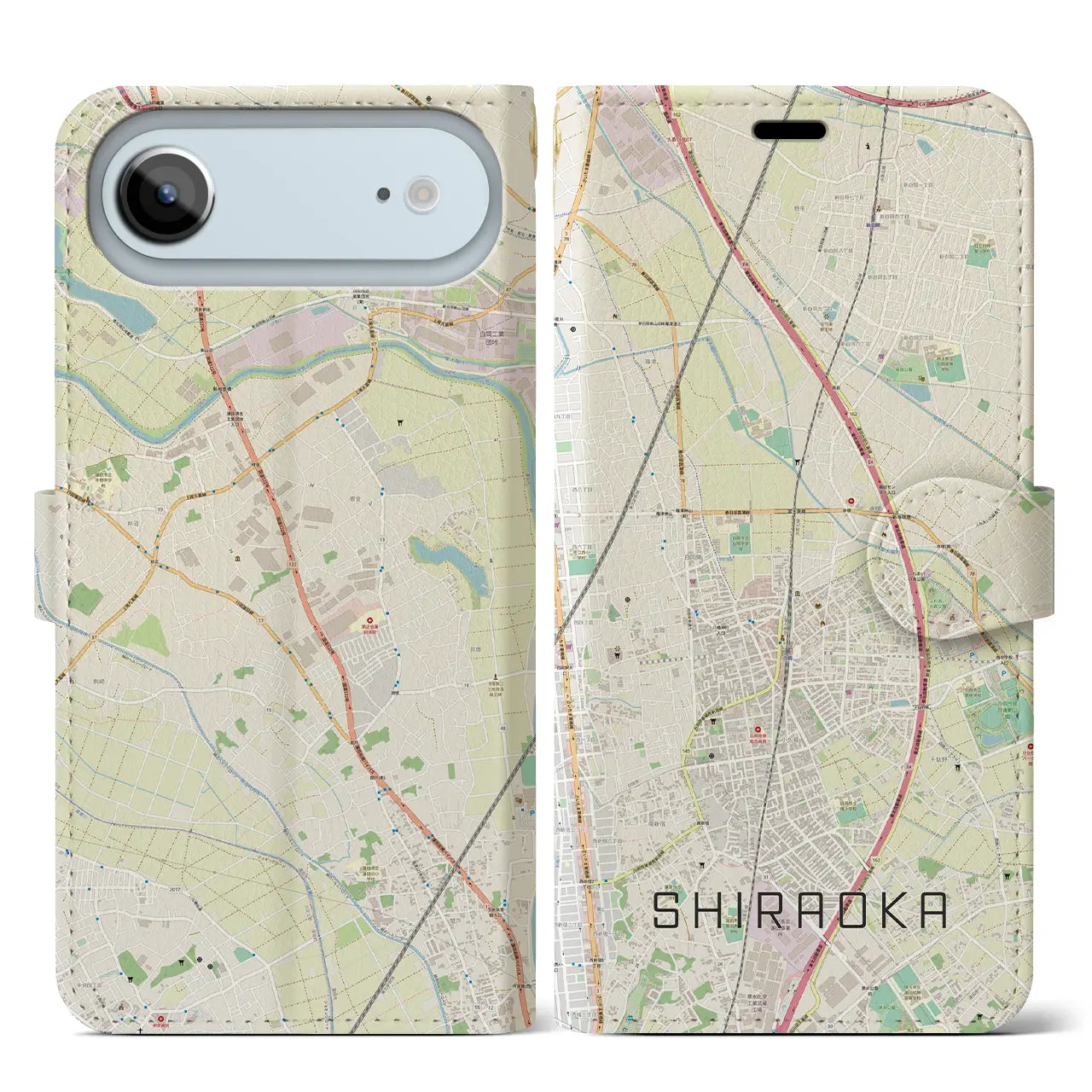 【白岡（埼玉県）】地図柄iPhoneケース（手帳タイプ）