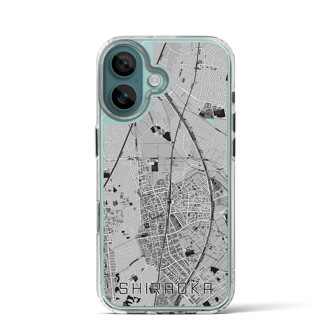【白岡（埼玉県）】地図柄iPhoneケース（MagSafeタイプ）モノトーン・iPhone 16 Pro 用