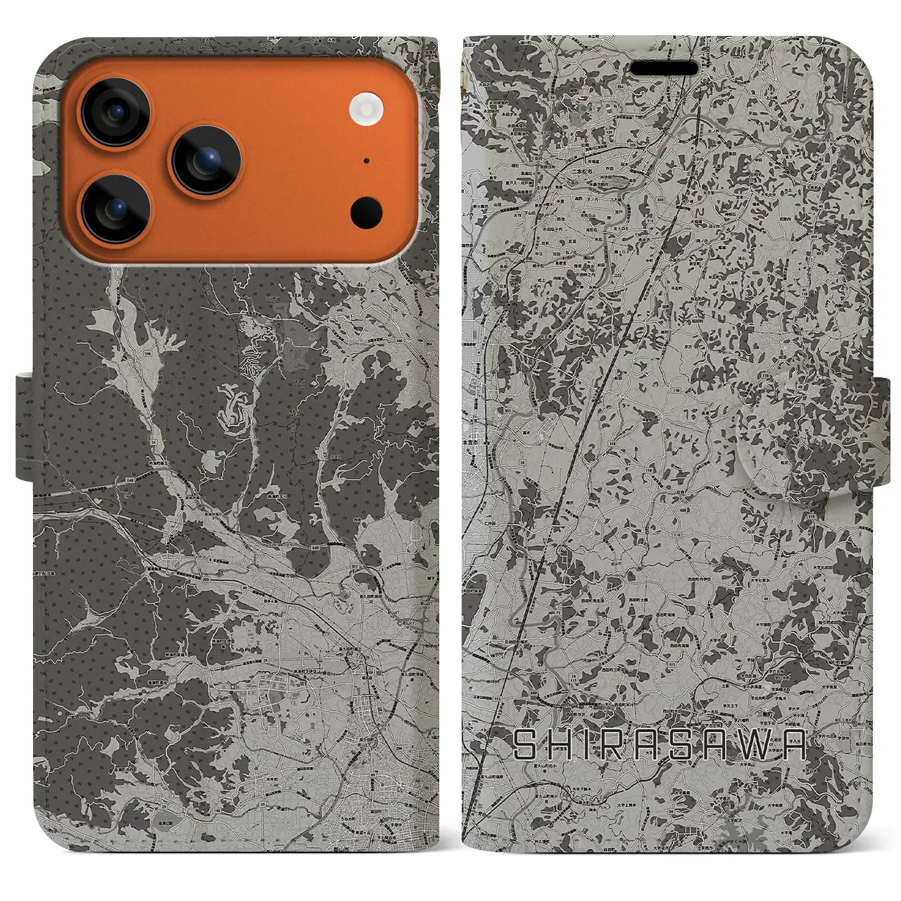 【白沢（福島県）】地図柄iPhoneケース（手帳タイプ）