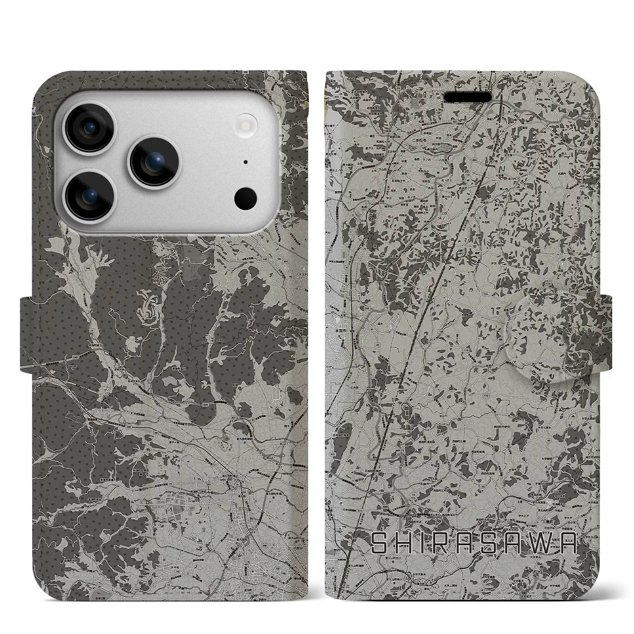 【白沢（福島県）】地図柄iPhoneケース（手帳タイプ）