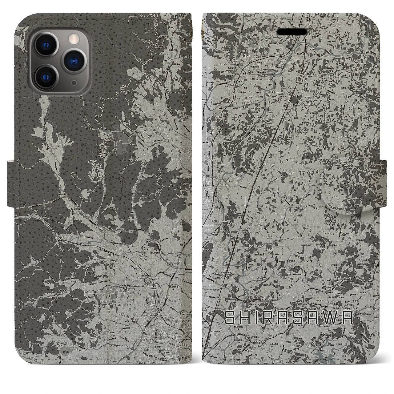 【白沢（福島県）】地図柄iPhoneケース（手帳タイプ）