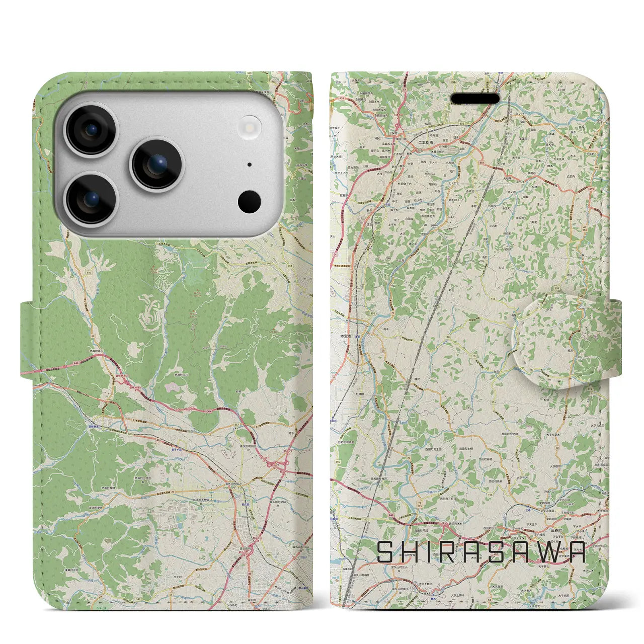 【白沢（福島県）】地図柄iPhoneケース（手帳タイプ）