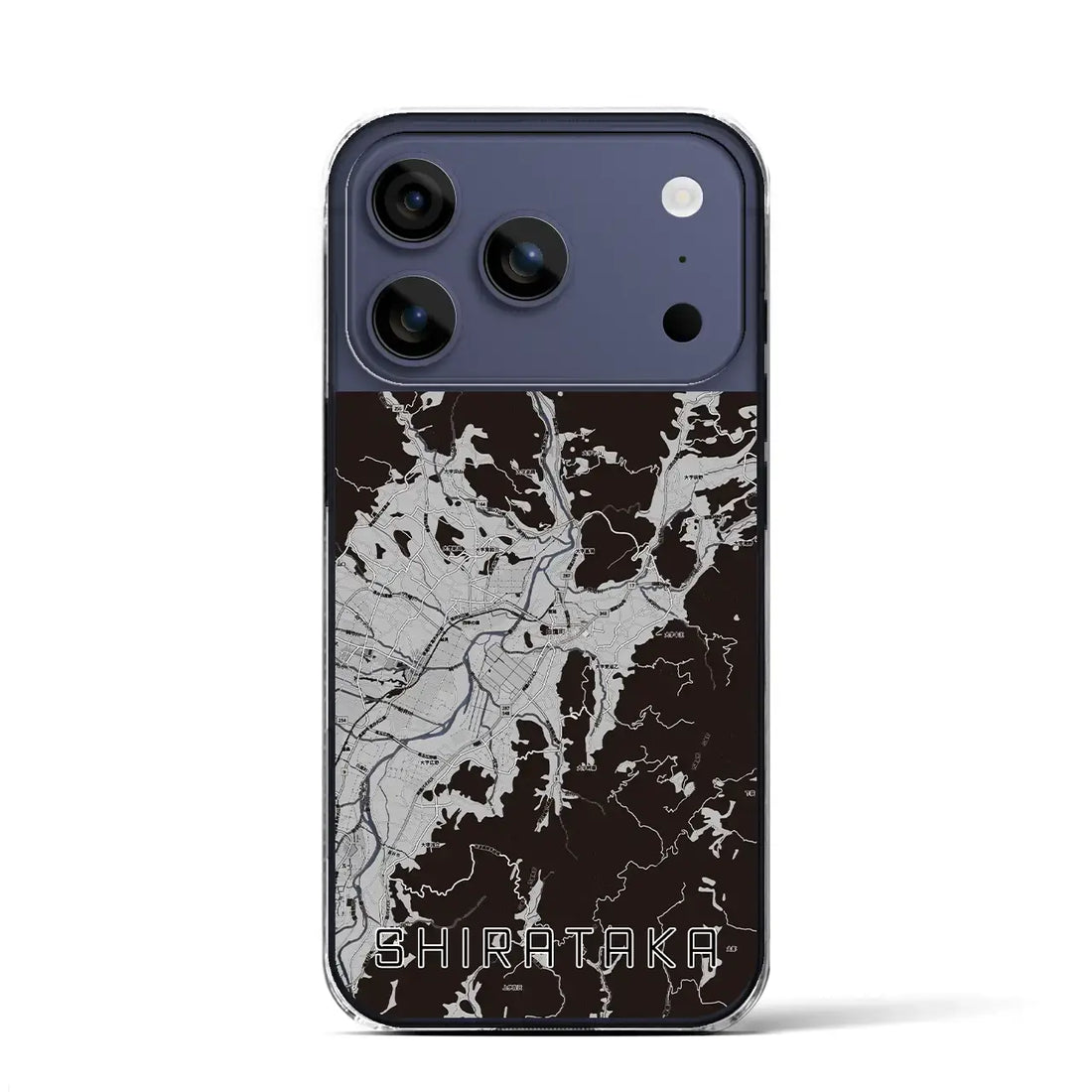 【白鷹（山形県）】地図柄iPhoneケース（クリアタイプ）モノトーン・iPhone 17 Pro Max 用