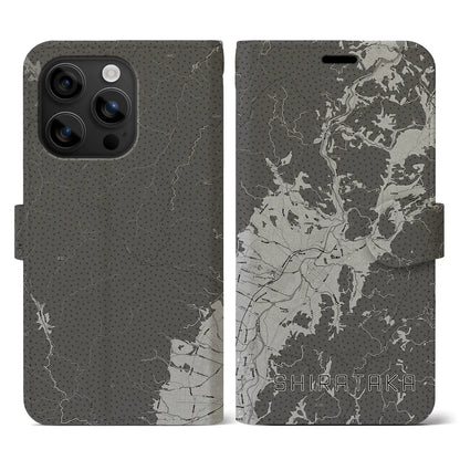 【白鷹（山形県）】地図柄iPhoneケース（手帳タイプ）モノトーン・iPhone 16 用