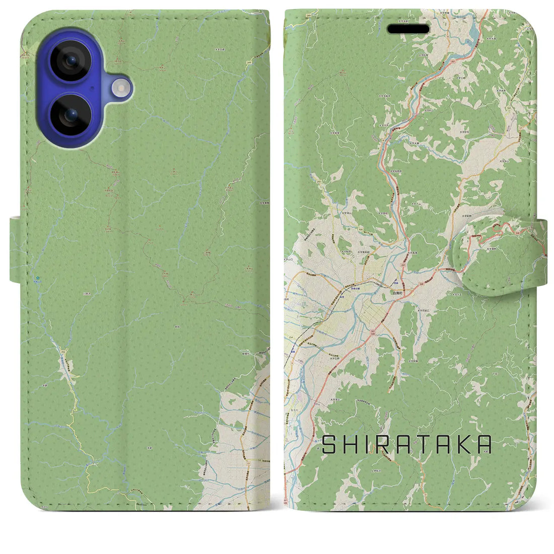 【白鷹（山形県）】地図柄iPhoneケース（手帳タイプ）ナチュラル・iPhone 16 Pro Max 用