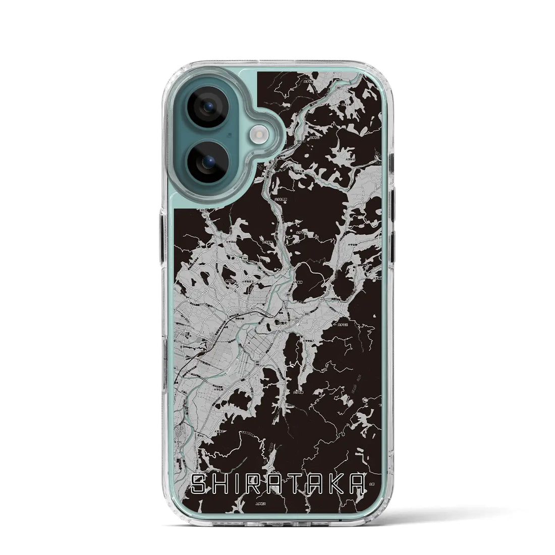 【白鷹(山形県)】地図柄iPhoneケース(MagSafeタイプ)モノトーン・iPhone 16 Pro 用