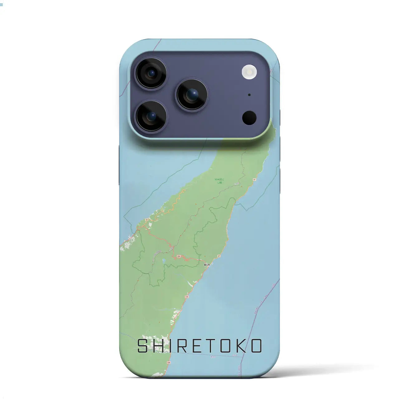 【知床（北海道）】地図柄iPhoneケース（バックカバータイプ）ブラック・iPhone 17 Pro Max 用