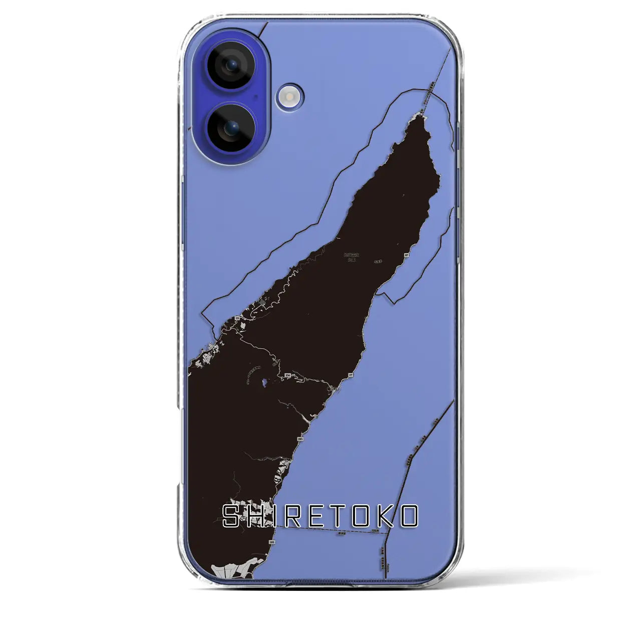 【知床（北海道）】地図柄iPhoneケース（クリアタイプ）モノトーン・iPhone 16 Pro Max 用