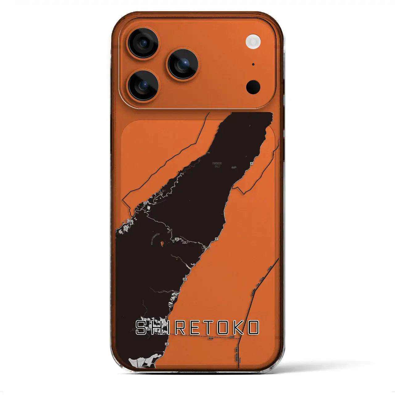 【知床（北海道）】地図柄iPhoneケース（クリアタイプ）モノトーン・iPhone 17 Pro Max 用