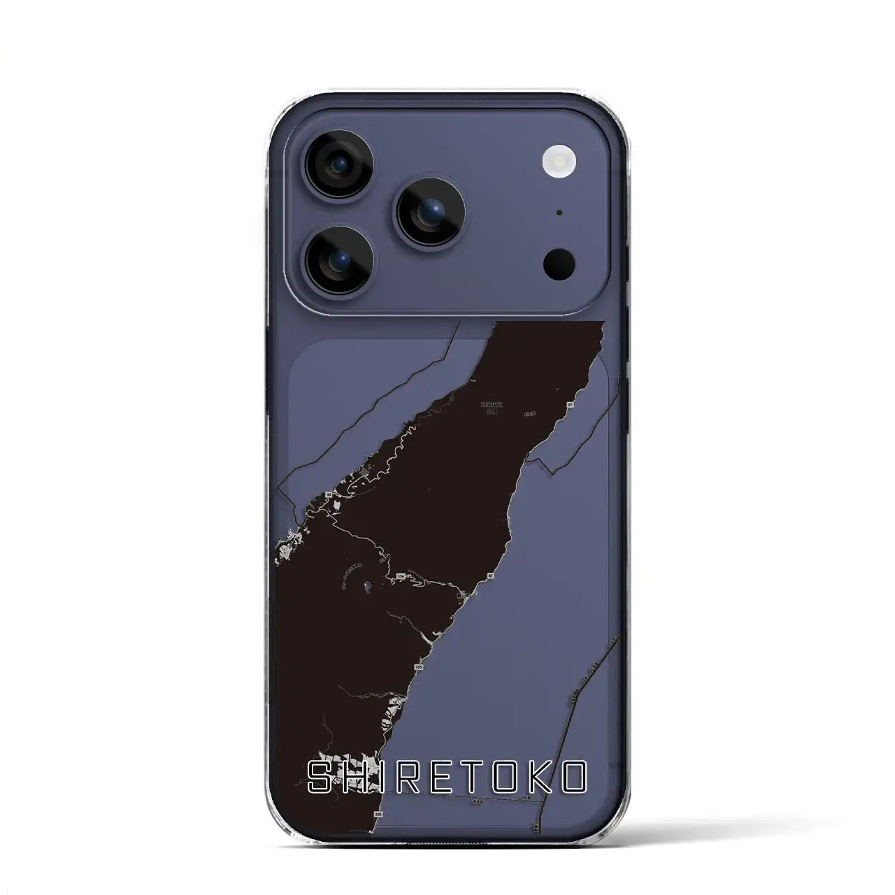 【知床（北海道）】地図柄iPhoneケース（クリアタイプ）モノトーン・iPhone 17 Pro Max 用