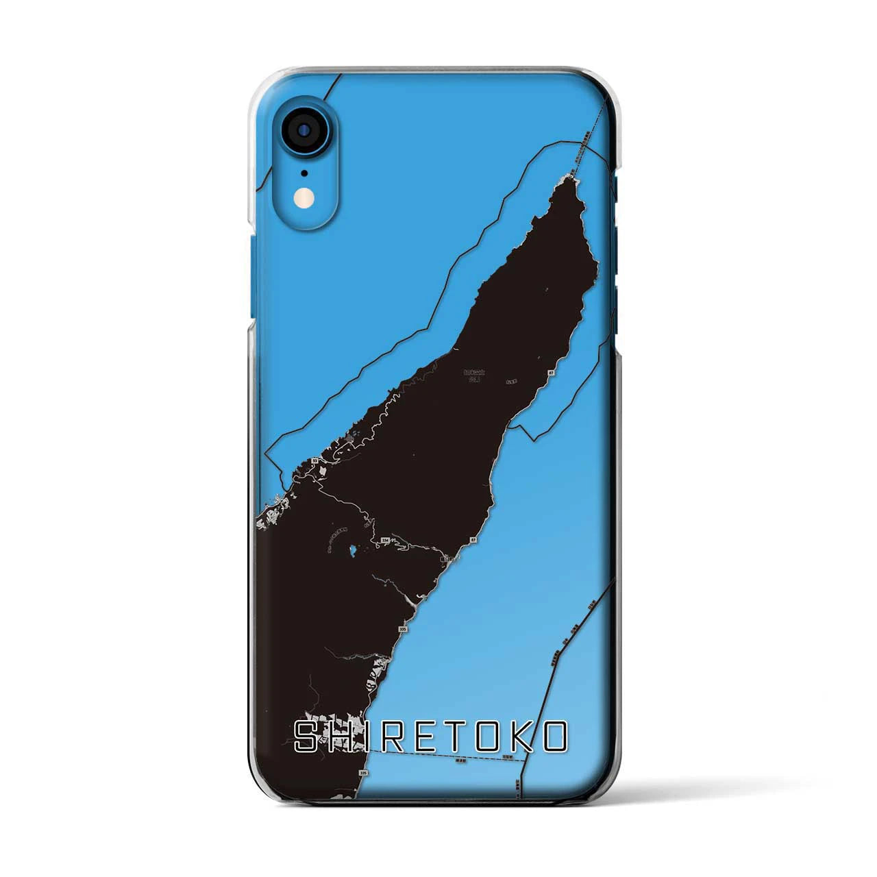 【知床（北海道）】地図柄iPhoneケース（クリアタイプ）モノトーン・iPhone XR 用