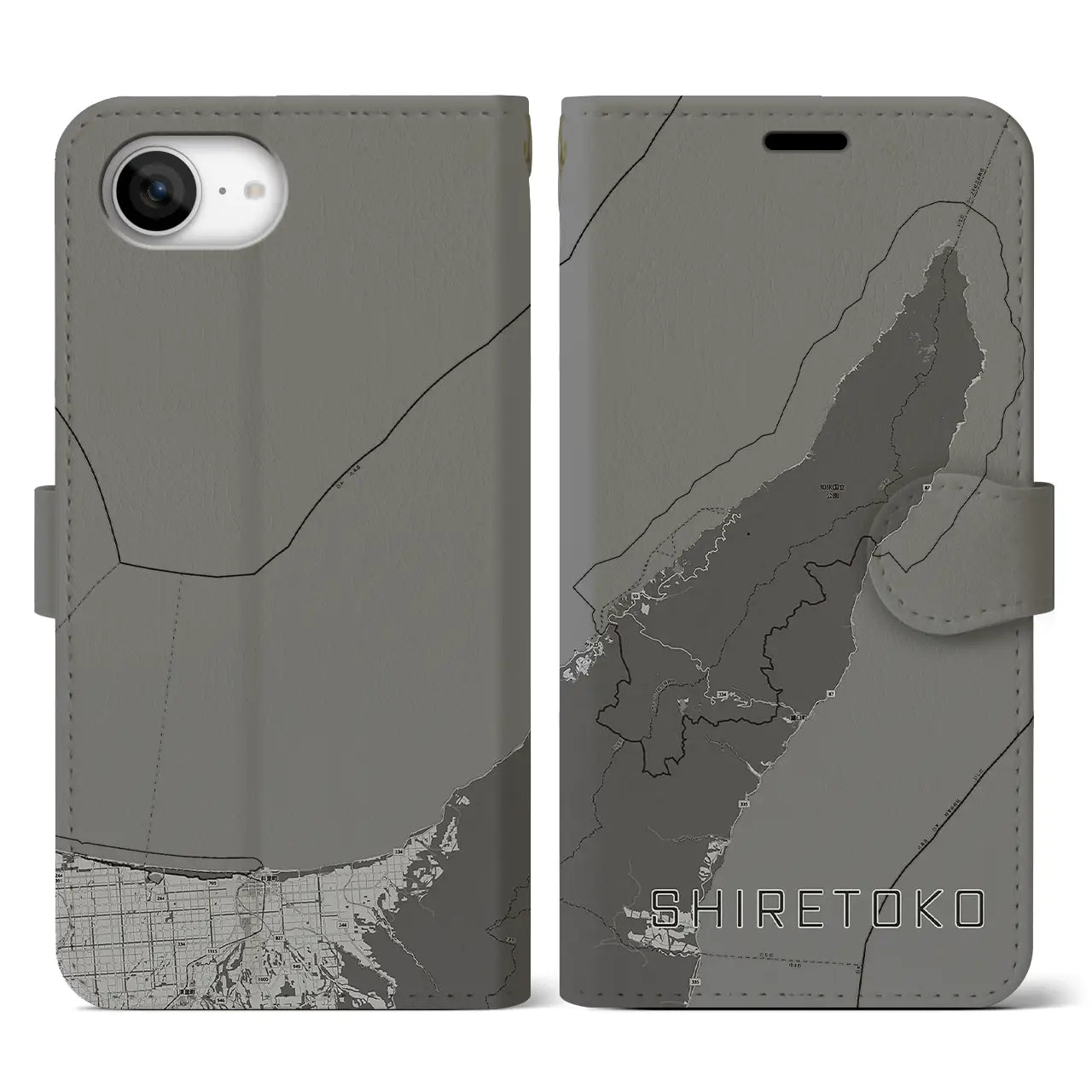 【知床（北海道）】地図柄iPhoneケース（手帳タイプ）