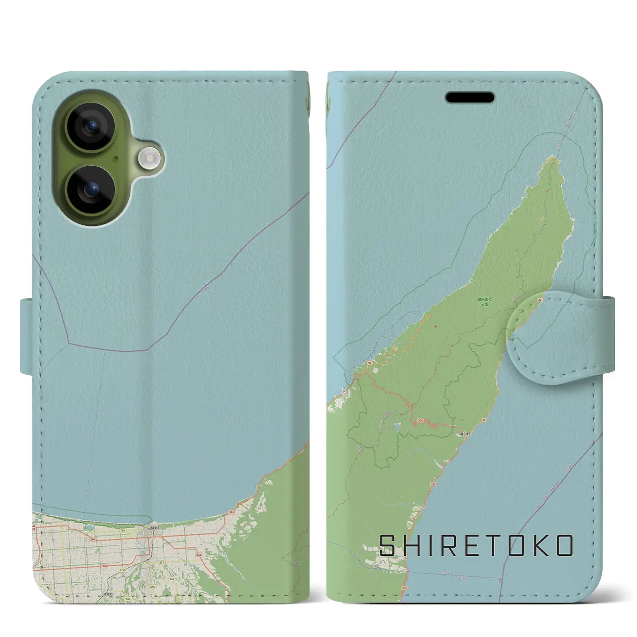 【知床（北海道）】地図柄iPhoneケース（手帳タイプ）