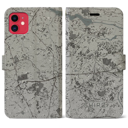 【白井（千葉県）】地図柄iPhoneケース（手帳タイプ）モノトーン・iPhone 11 用