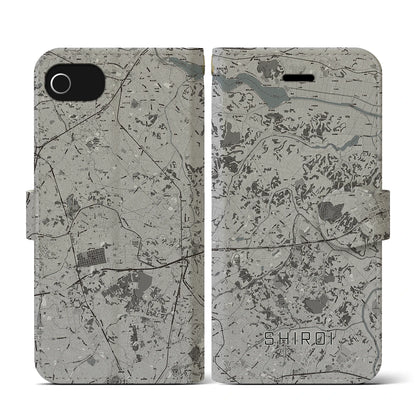 【白井（千葉県）】地図柄iPhoneケース（手帳タイプ）モノトーン・iPhone SE（第3 / 第2世代） / 8 / 7 / 6s / 6 用