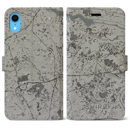 【白井（千葉県）】地図柄iPhoneケース（手帳タイプ）モノトーン・iPhone XR 用