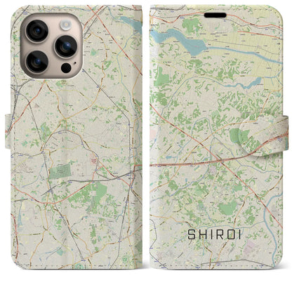 【白井（千葉県）】地図柄iPhoneケース（手帳タイプ）ナチュラル・iPhone 16 Plus 用