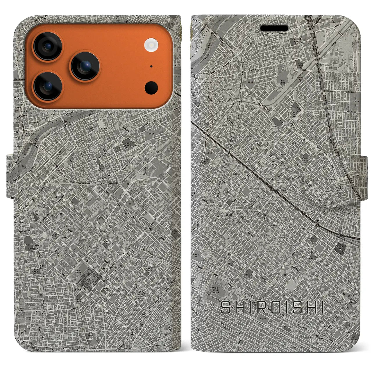 【白石（北海道）】地図柄iPhoneケース（手帳タイプ）