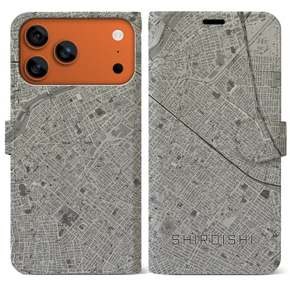 【白石（北海道）】地図柄iPhoneケース（手帳タイプ）