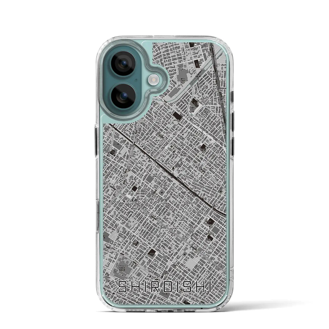 【白石（北海道）】地図柄iPhoneケース（MagSafeタイプ）モノトーン・iPhone 16 Pro 用