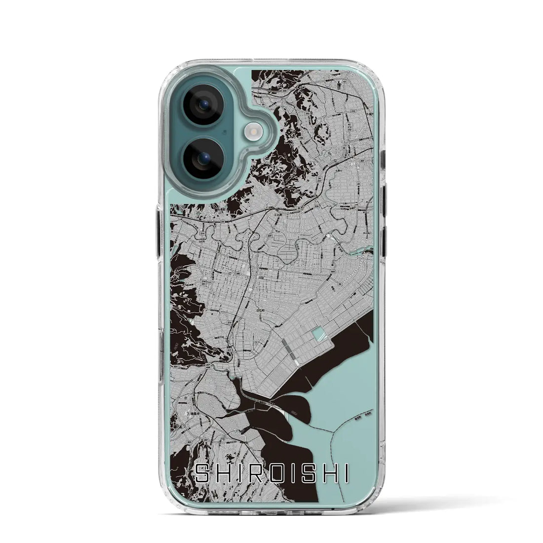 【白石(佐賀県)】地図柄iPhoneケース(MagSafeタイプ)モノトーン・iPhone 16 Pro 用