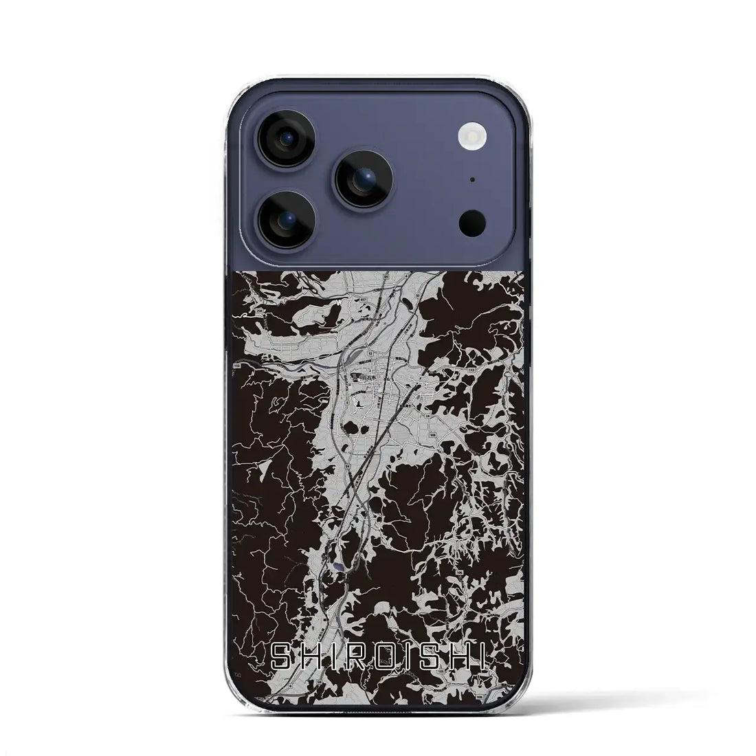 【白石(宮城県)】地図柄iPhoneケース(クリアタイプ)モノトーン・iPhone 17 Pro Max 用