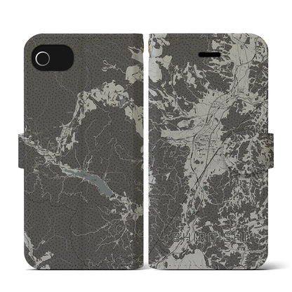 【白石（宮城県）】地図柄iPhoneケース（手帳タイプ）モノトーン・iPhone SE（第3 / 第2世代） / 8 / 7 / 6s / 6 用