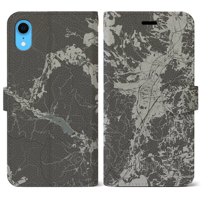 【白石（宮城県）】地図柄iPhoneケース（手帳タイプ）モノトーン・iPhone XR 用