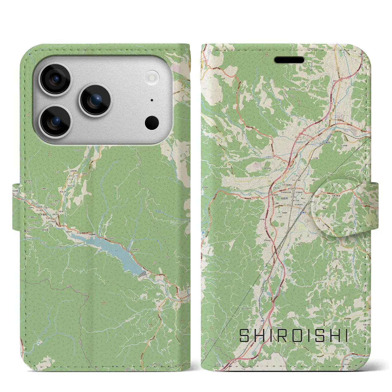 【白石（宮城県）】地図柄iPhoneケース（手帳タイプ）