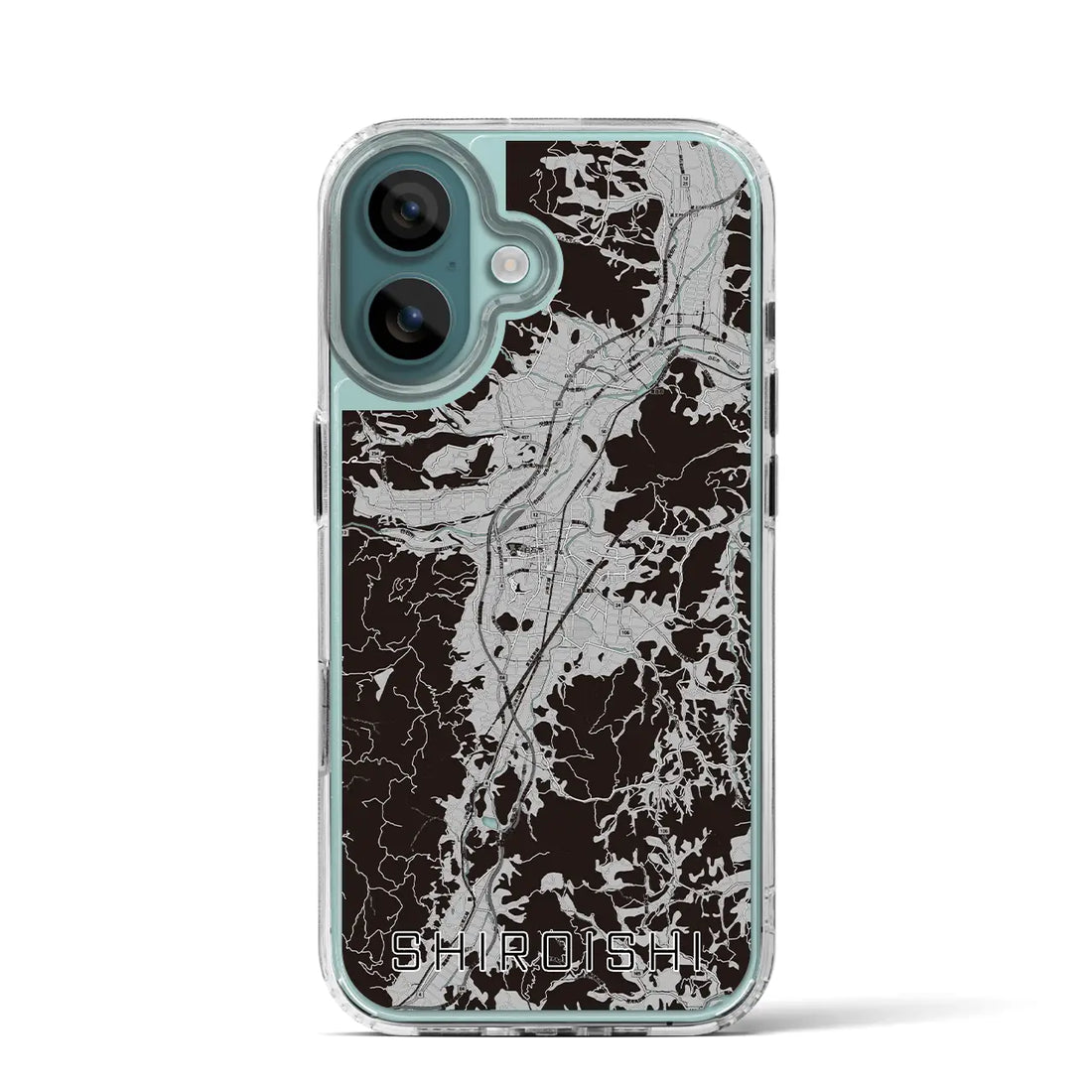 【白石(宮城県)】地図柄iPhoneケース(MagSafeタイプ)モノトーン・iPhone 16 Pro 用