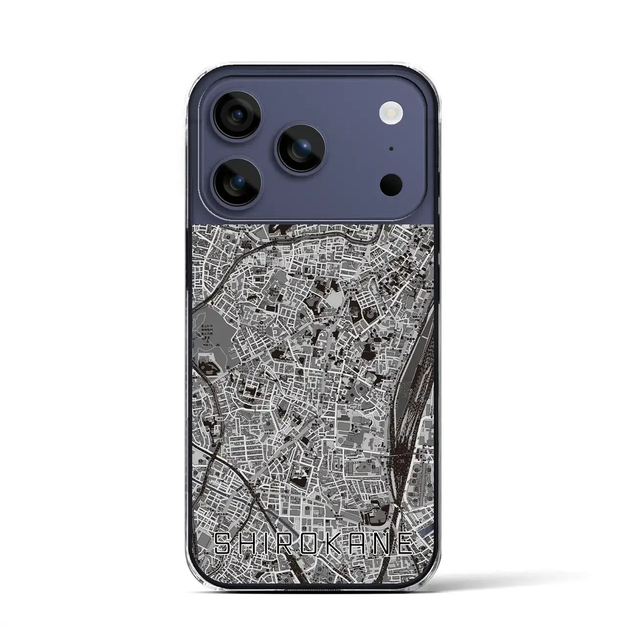 【白金（東京都）】地図柄iPhoneケース（クリアタイプ）モノトーン・iPhone 17 Pro Max 用