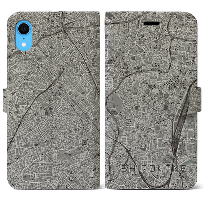 【白金（東京都）】地図柄iPhoneケース（手帳タイプ）モノトーン・iPhone XR 用