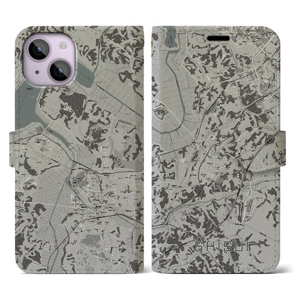 【酒々井（千葉県）】地図柄iPhoneケース（手帳タイプ）モノトーン・iPhone 14 用