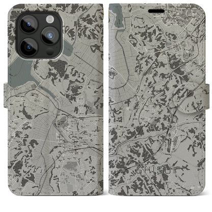 【酒々井（千葉県）】地図柄iPhoneケース（手帳タイプ）モノトーン・iPhone 15 Pro Max 用