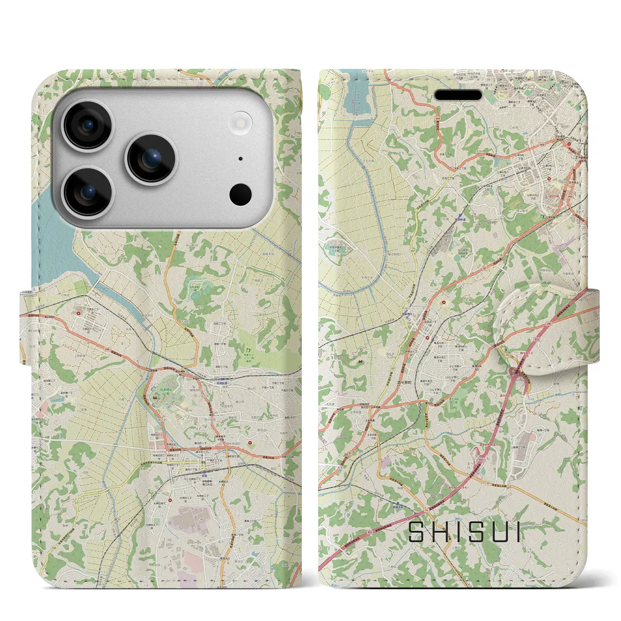 【酒々井（千葉県）】地図柄iPhoneケース（手帳タイプ）