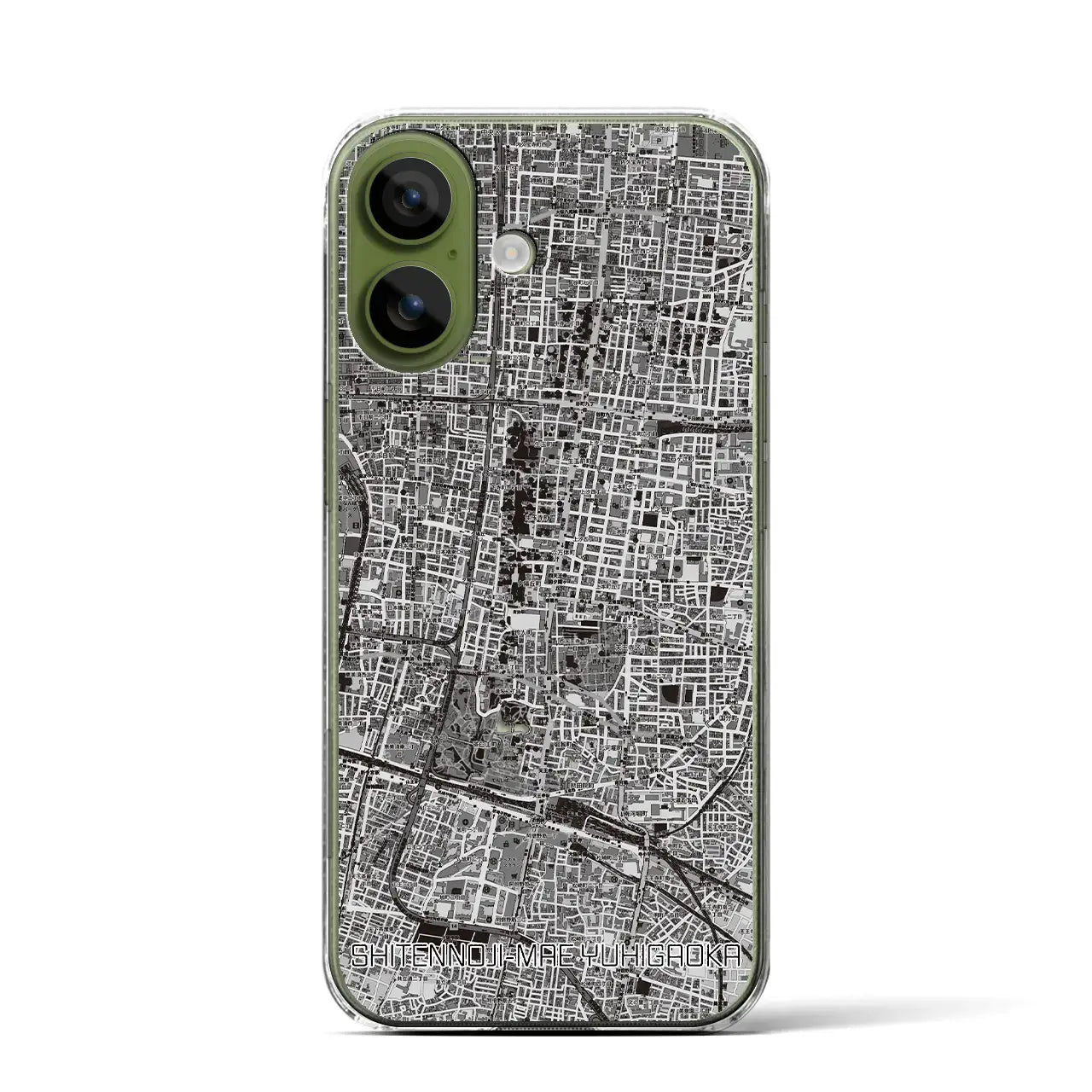 【四天王寺前夕陽ヶ丘（大阪府）】地図柄iPhoneケース（クリアタイプ）