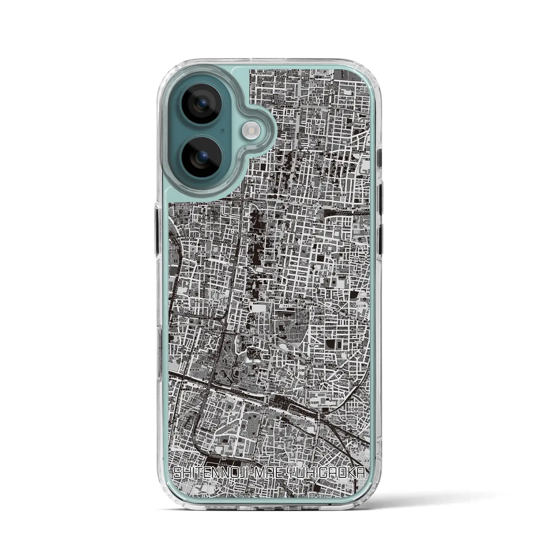 【四天王寺前夕陽ヶ丘（大阪府）】地図柄iPhoneケース（MagSafeタイプ）モノトーン・iPhone 16 Pro 用