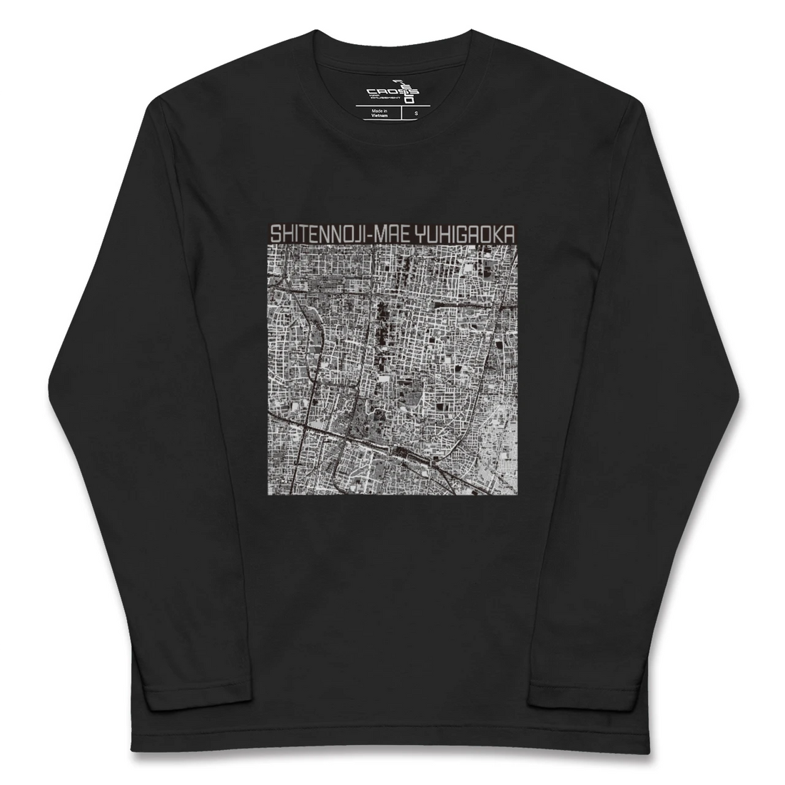 【四天王寺前夕陽ヶ丘(大阪府)】地図柄ロングスリーブTシャツ