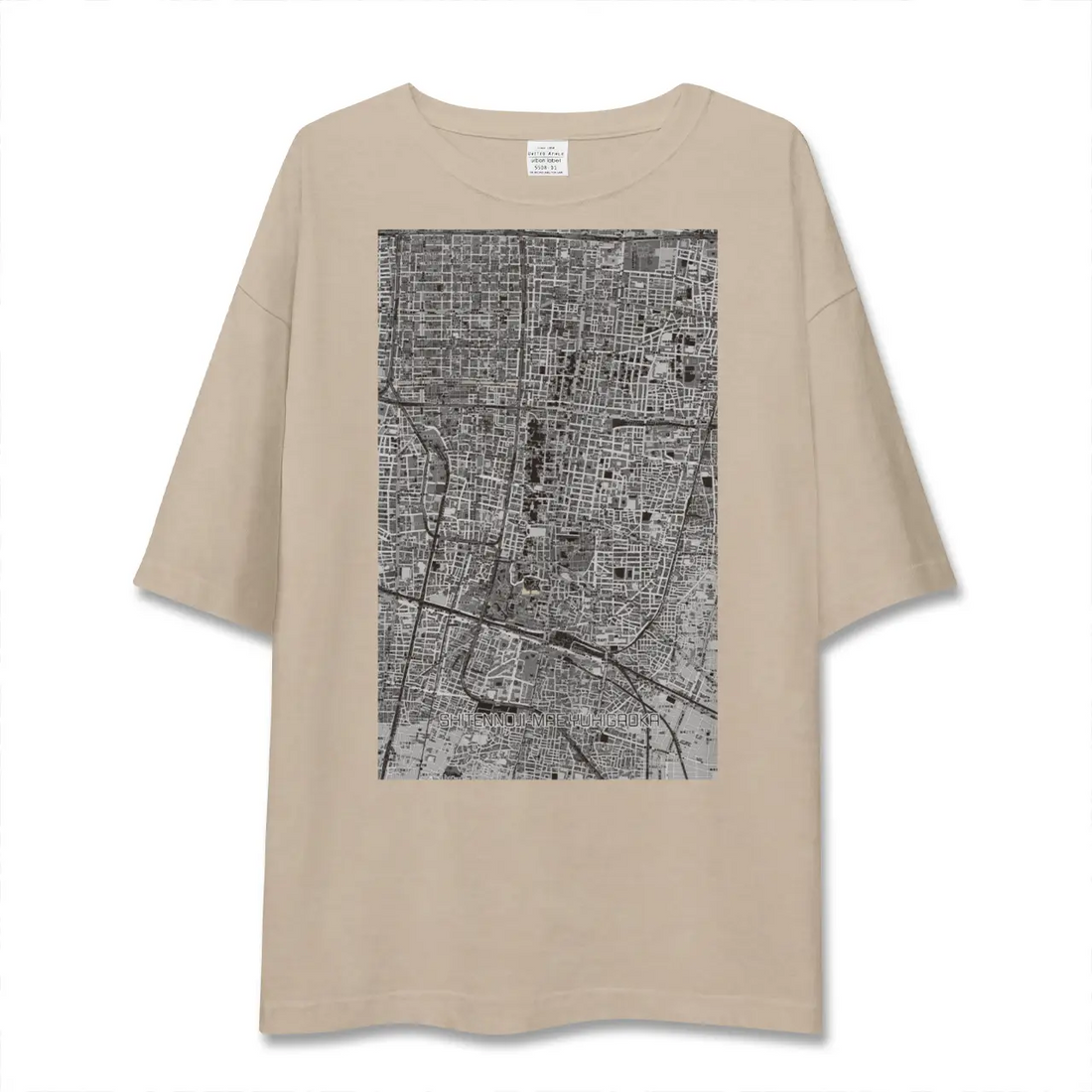 【四天王寺前夕陽ヶ丘（大阪府）】地図柄ビッグシルエットTシャツ
