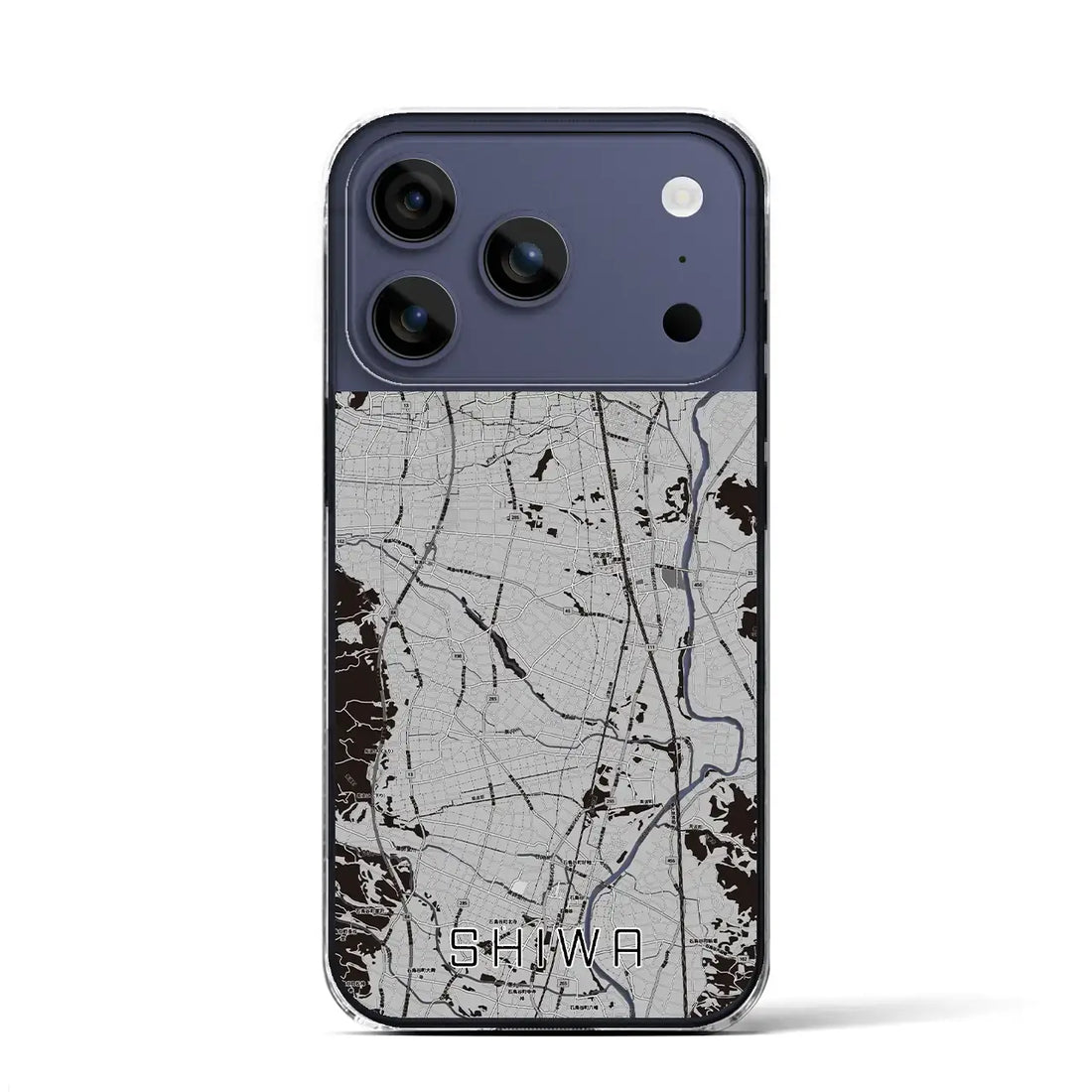 【紫波(岩手県)】地図柄iPhoneケース(クリアタイプ)モノトーン・iPhone 17 Pro Max 用