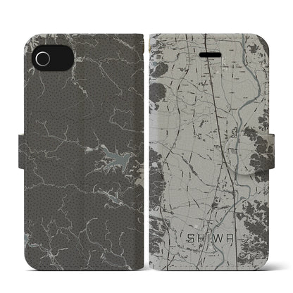 【紫波（岩手県）】地図柄iPhoneケース（手帳タイプ）モノトーン・iPhone SE（第3 / 第2世代） / 8 / 7 / 6s / 6 用