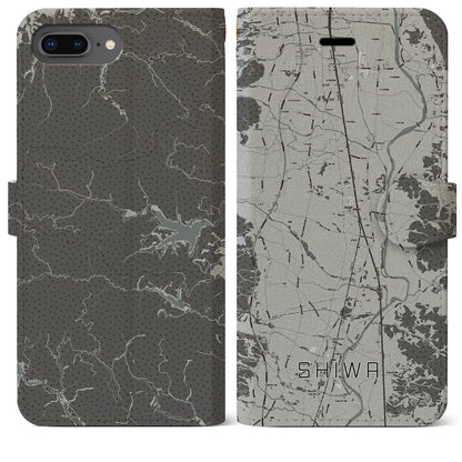 【紫波（岩手県）】地図柄iPhoneケース（手帳タイプ）モノトーン・iPhone 8Plus /7Plus / 6sPlus / 6Plus 用