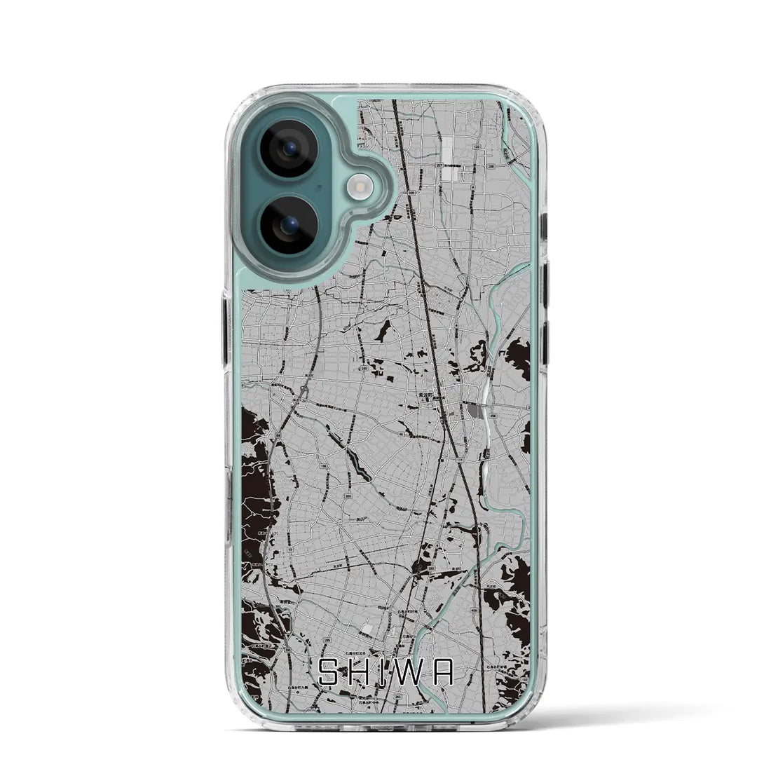 【紫波(岩手県)】地図柄iPhoneケース(MagSafeタイプ)モノトーン・iPhone 16 Pro 用